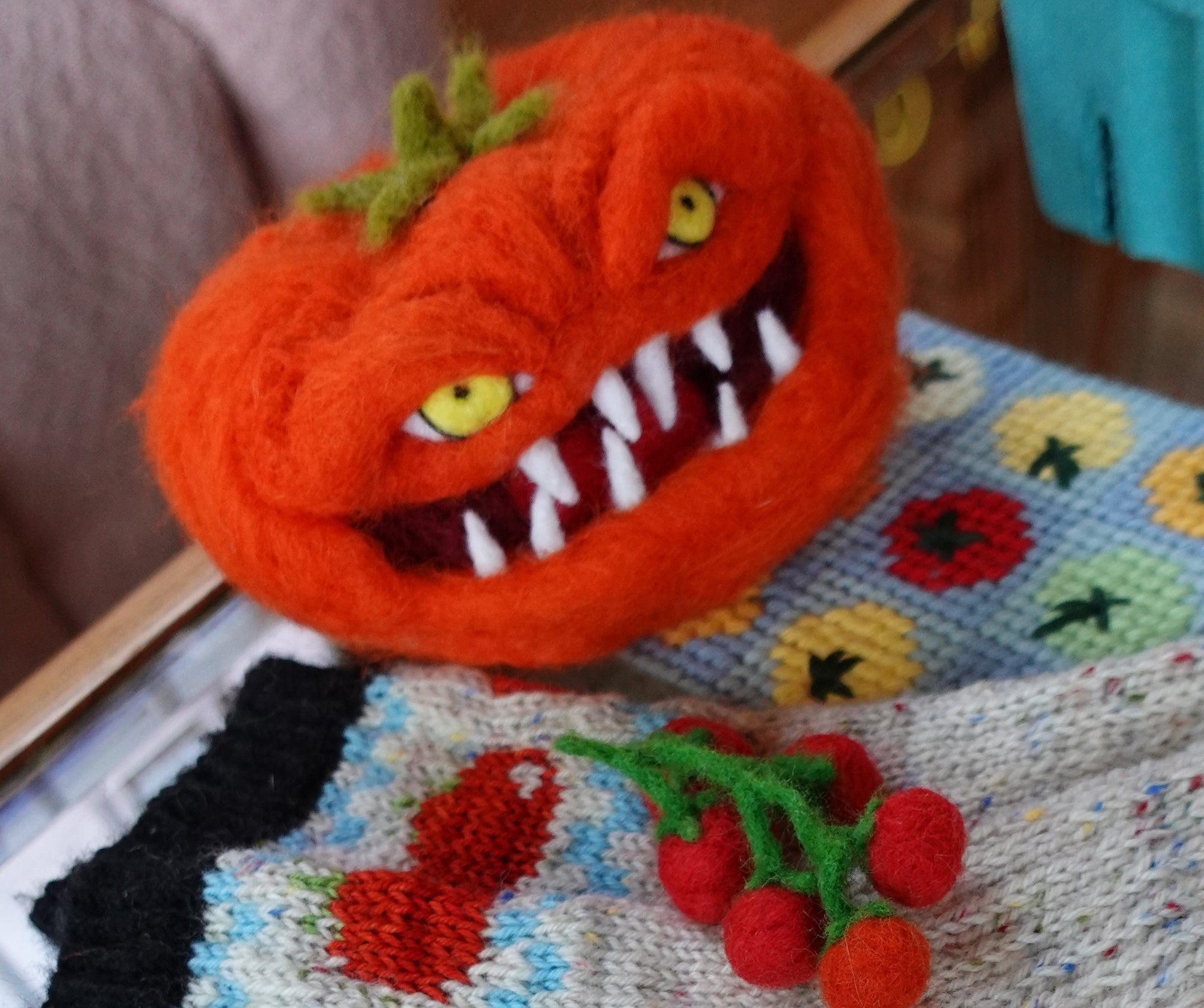 Needle Felting a Whole Tomato Universe for Tomato Day at the Durham Farmers Market