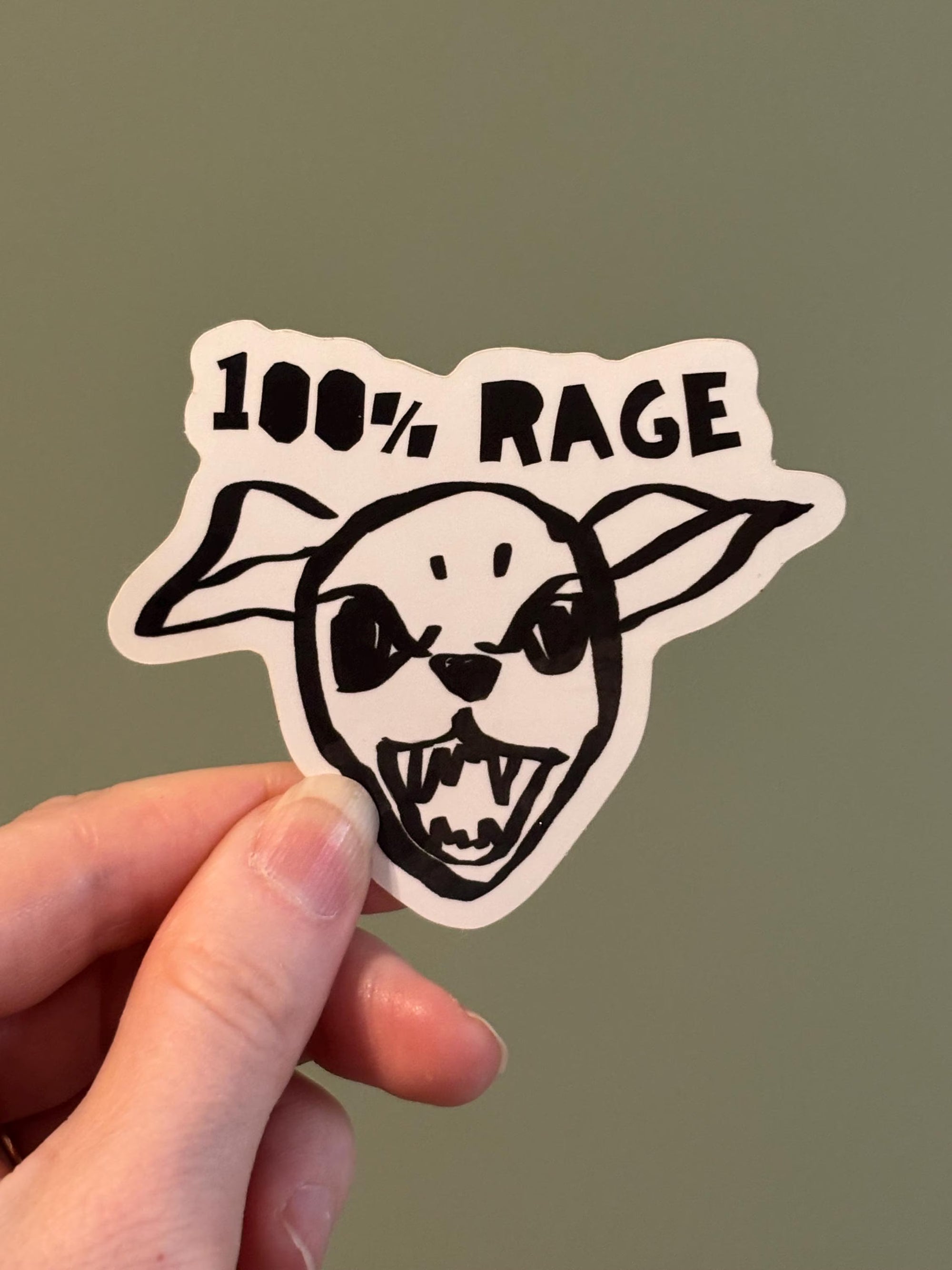 100% Rage Chihuahua Sticker | Angry Dog Sticker, Punk Waterbottle or Laptop Decal