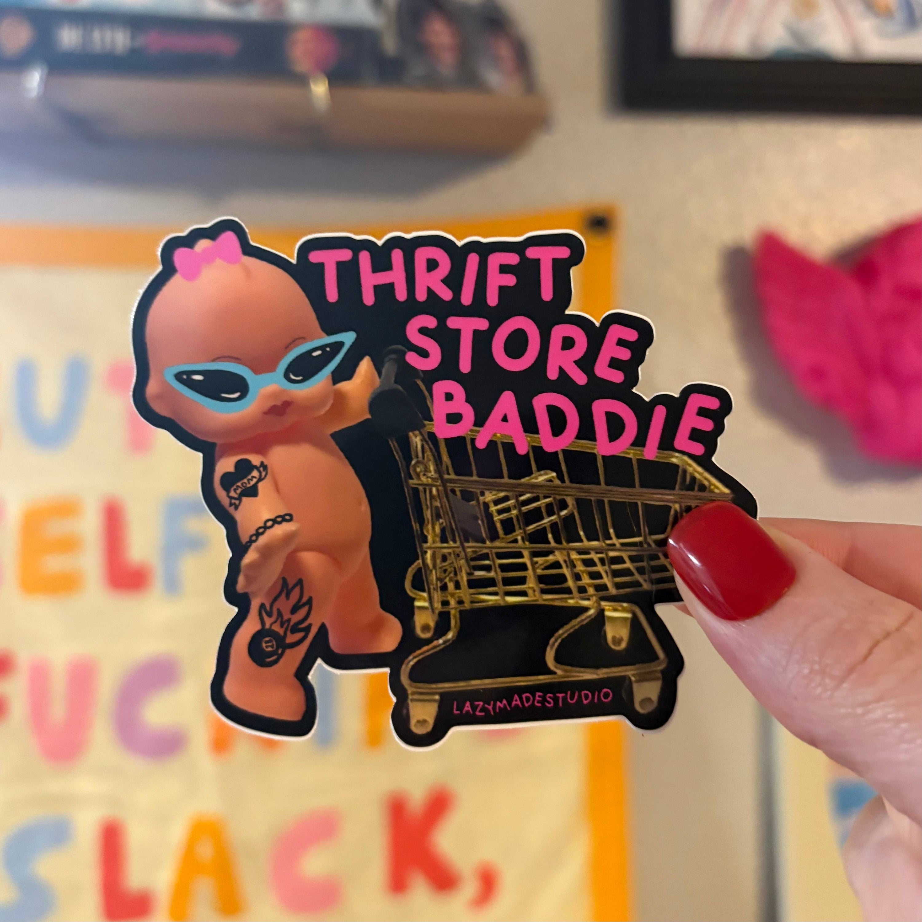 Thrift Store Baddie Kewpie Waterproof Sticker
