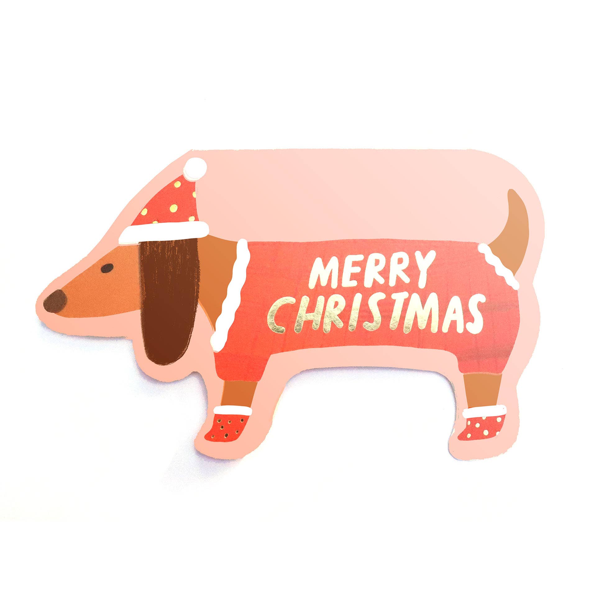 DACHSHUND - Shaped Holiday Card