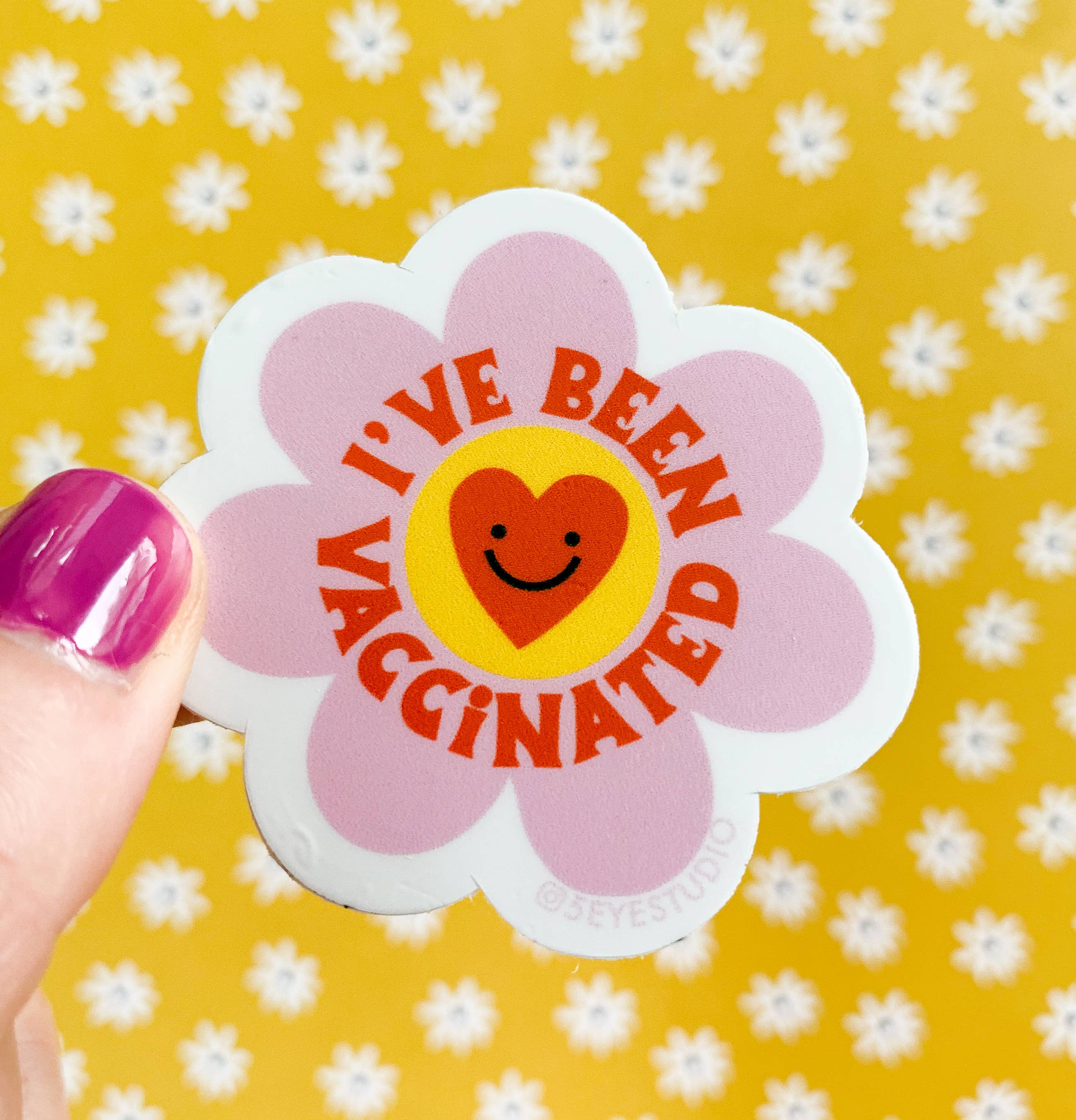 Vaccinated Flower Power Vinyl Sticker