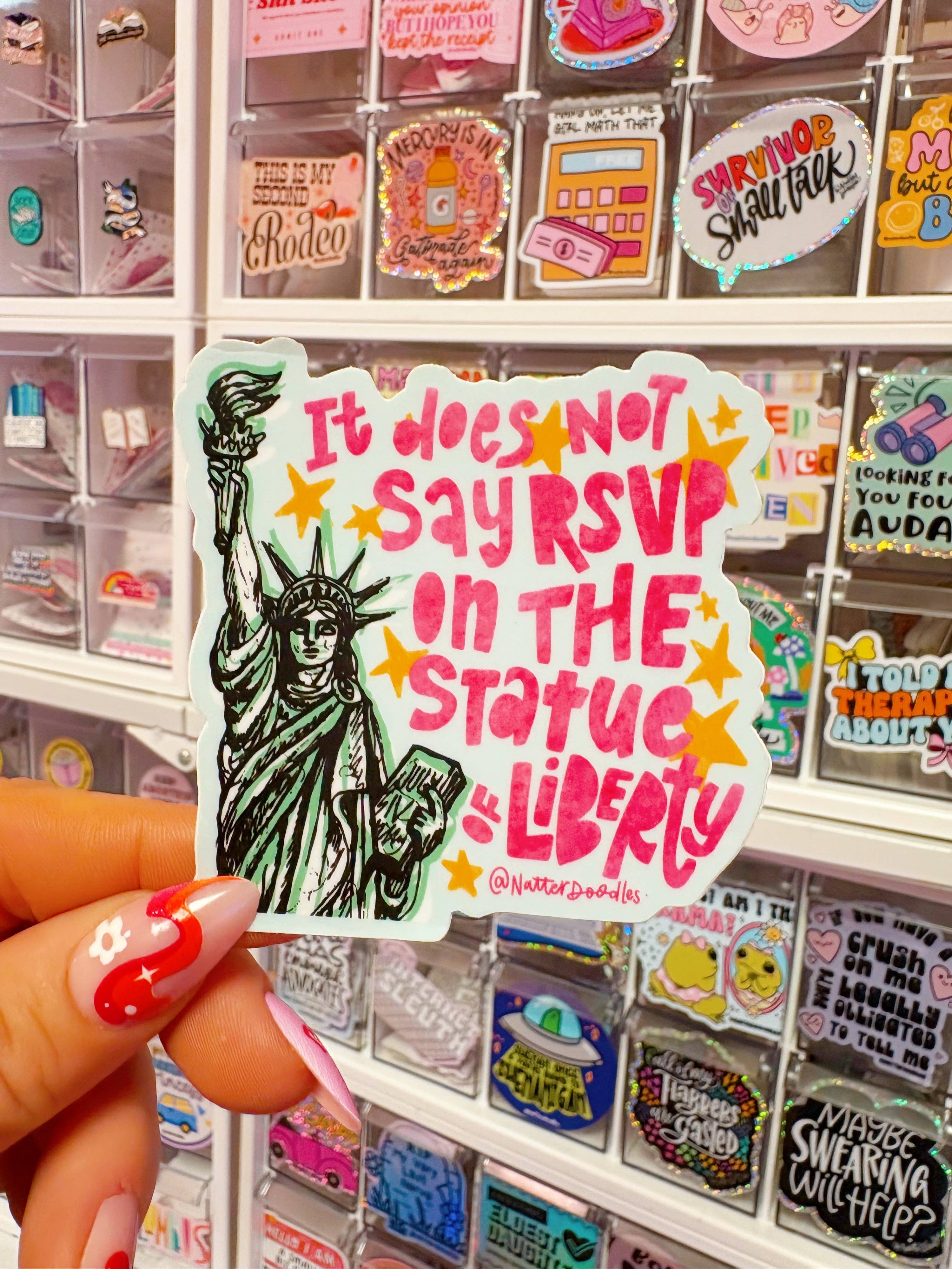 It Doesn’t Say RSVP Statue of Liberty Sticker |  Vinyl Decal
