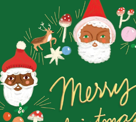 FATHER CHRISTMAS WREATH - Holiday Card
