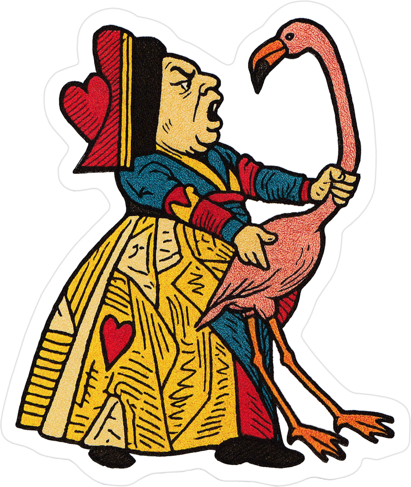 Sticker - Alice In Wonderland - Queen Of Hearts And Flamingo