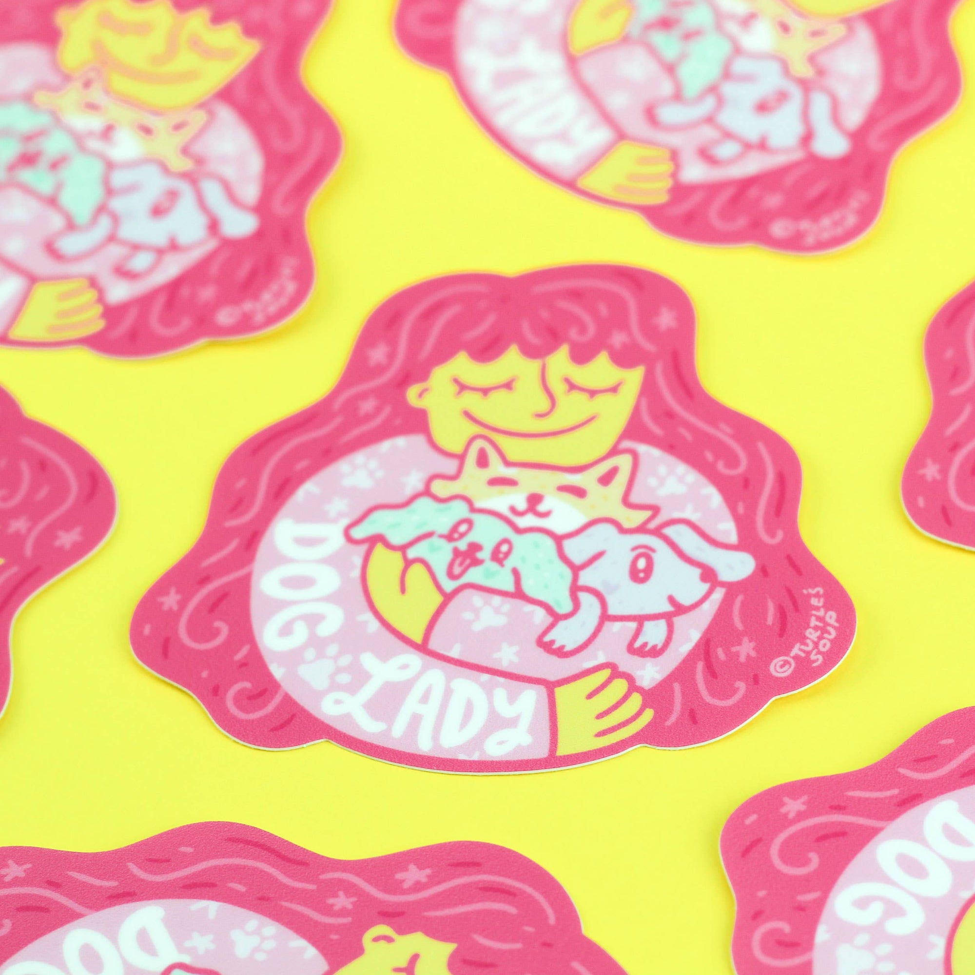 Dog Lady Animal Lover Cute Puppy Water Bottle Vinyl Sticker