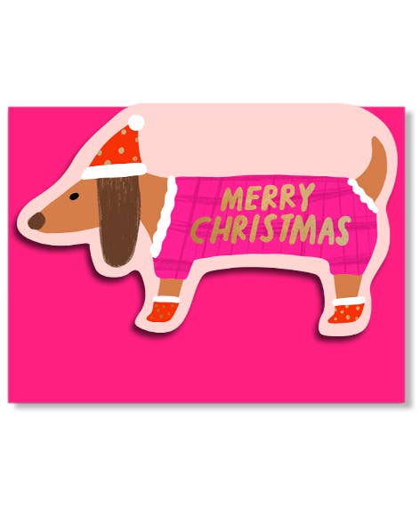 DACHSHUND - Shaped Holiday Card
