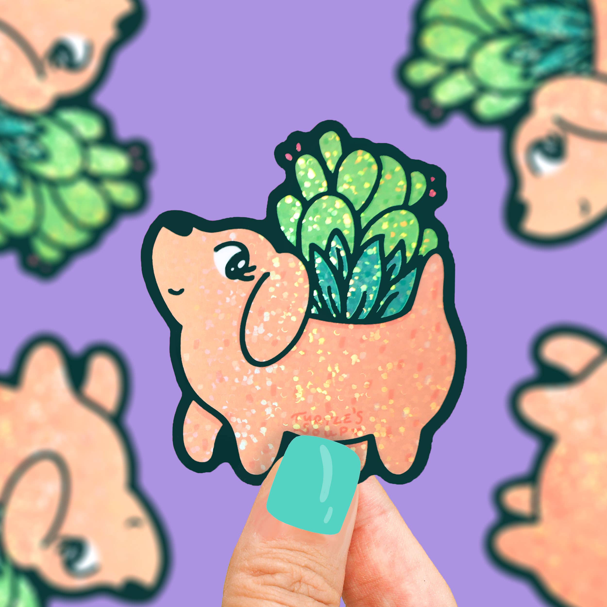 Puppy Planter Pet Holiday Gift Vinyl Sticker (Glitter)