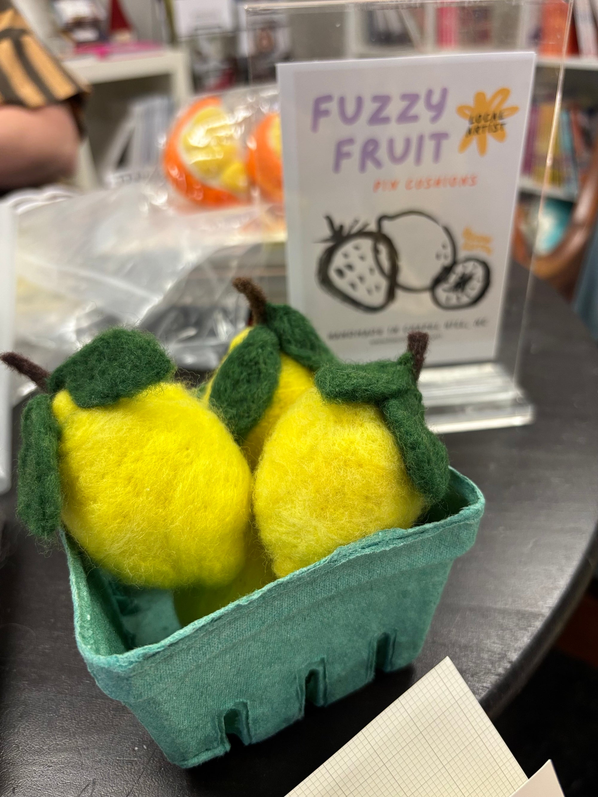 Fuzzy Lemon Pin Cushion