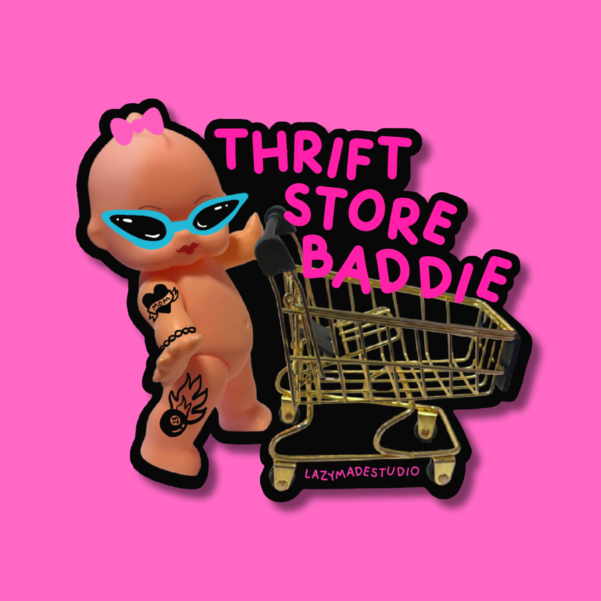 Thrift Store Baddie Kewpie Waterproof Sticker