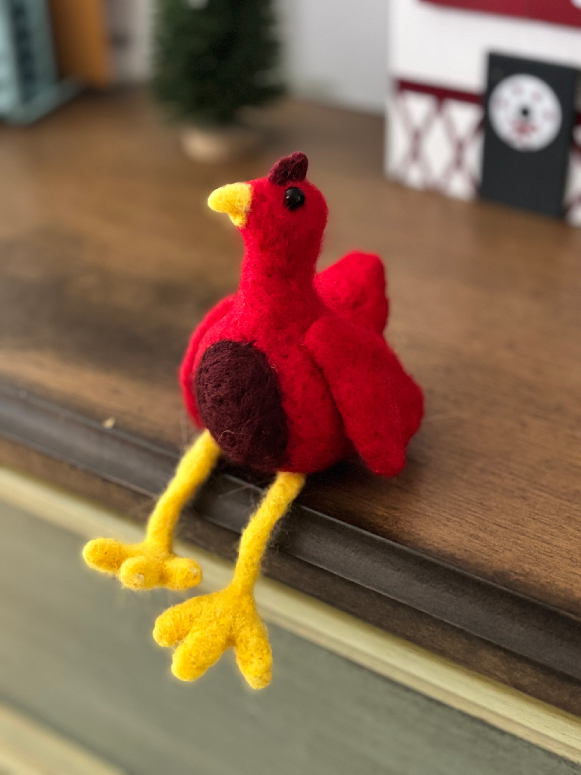 Fuzzy Felted Chicken Figurine