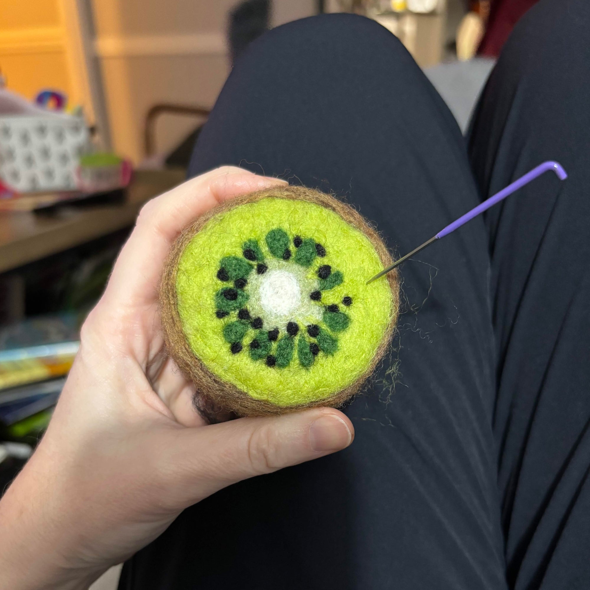 Fuzzy Kiwi Pin Cushion