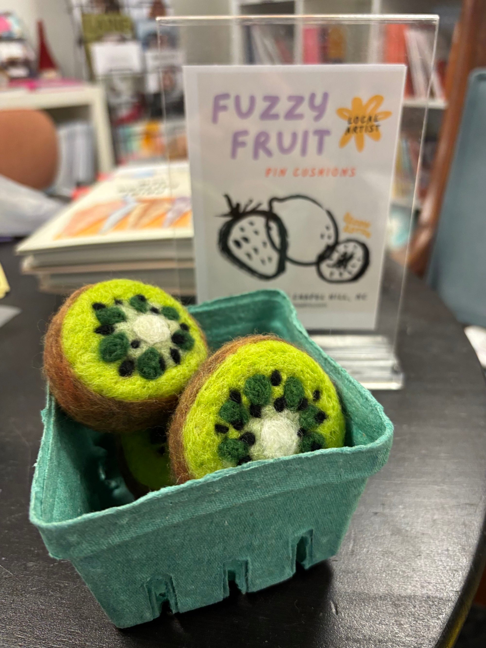 Fuzzy Kiwi Pin Cushion
